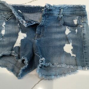 7 For All Mankind Frayed Blue Jean Shorts Women’s Size 29 Y2K Retro